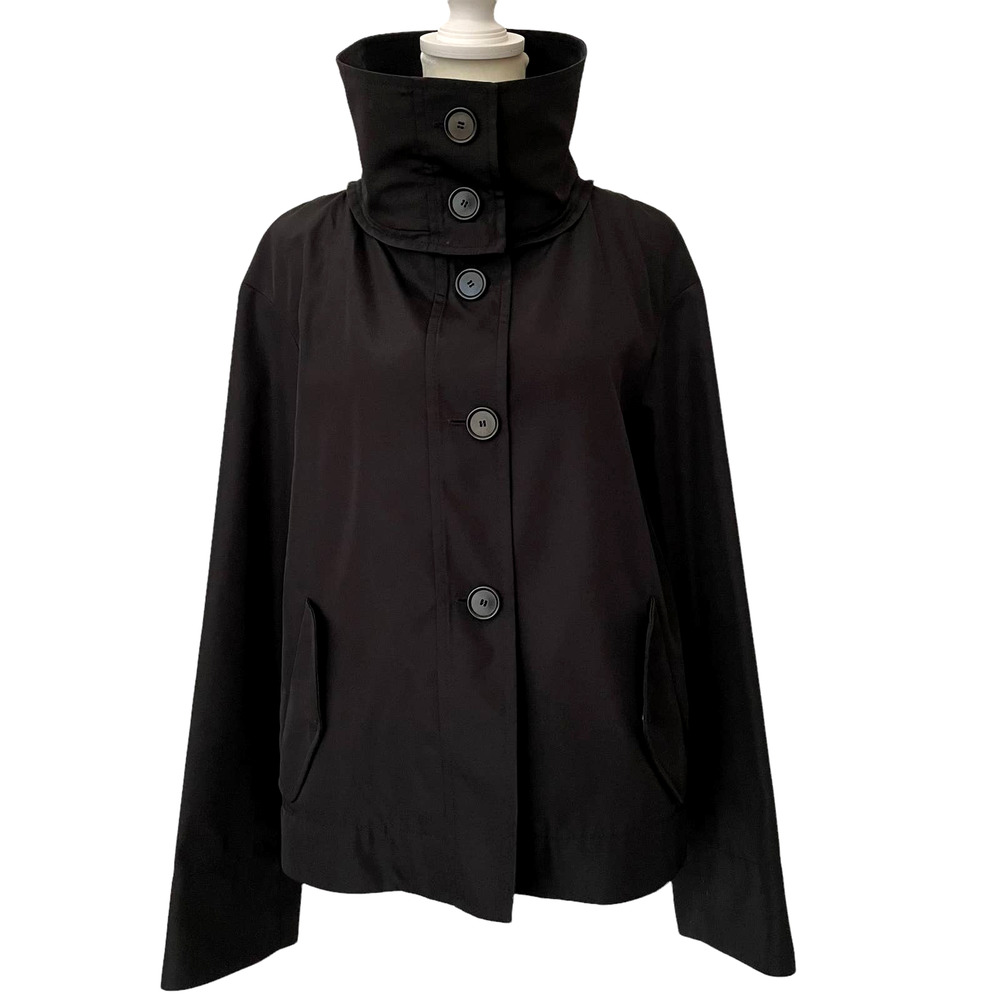 AKRIS PUNTO Water Repellent Black Jacket Stand Up Removable Collar Size US 2